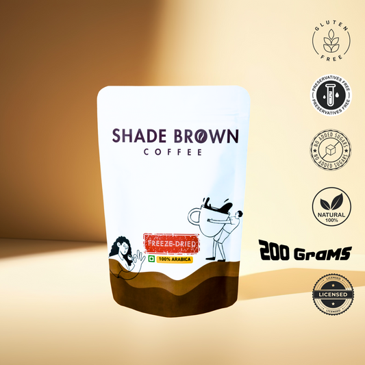 Shade Brown Freeze-Dried Instant Coffee 200g Resealable Pouch | Premium Arabica, 90+ Cups | Barista-Approved