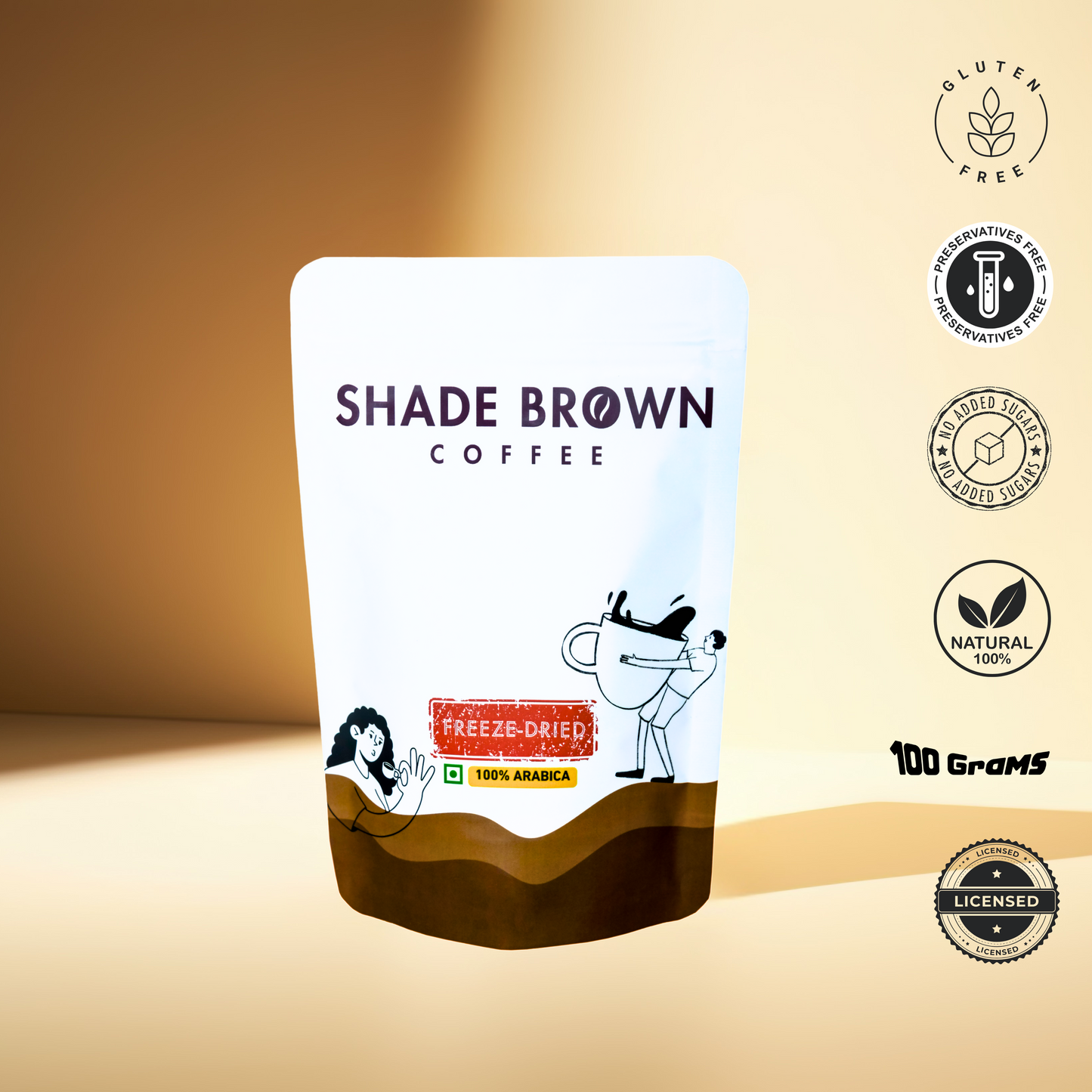 Shade Brown Freeze-Dried Instant Coffee - 100% Arabica, 100g | Specialty-Grade, Instant Dissolve | Rich & Bright Flavor