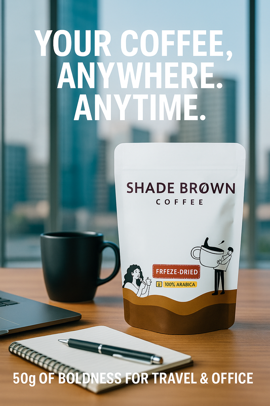 Shade Brown Freeze-Dried Instant Coffee - 50g Travel Pouch | 100% Arabica | Compact & Leak-Proof
