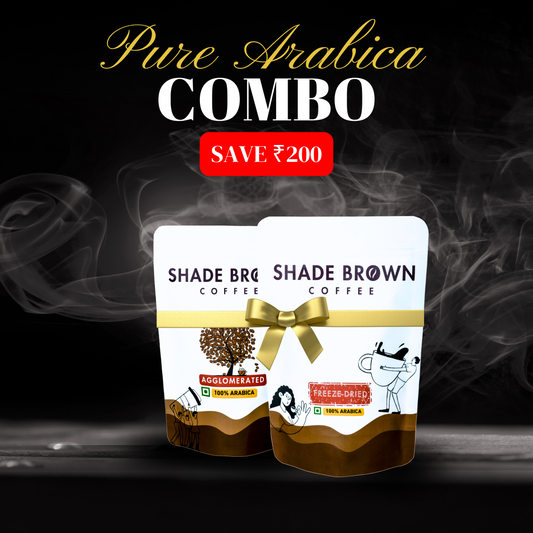 Shade Brown Coffee Combo Pack: Freeze-Dried & Agglomerated 50g | 100% Arabica | Taste Both & Save ₹200 | Travel & Home Brewing