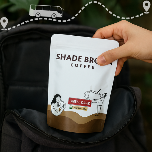 Shade Brown Freeze-Dried Instant Coffee - 50g Travel Pouch | 100% Arabica | Compact & Leak-Proof